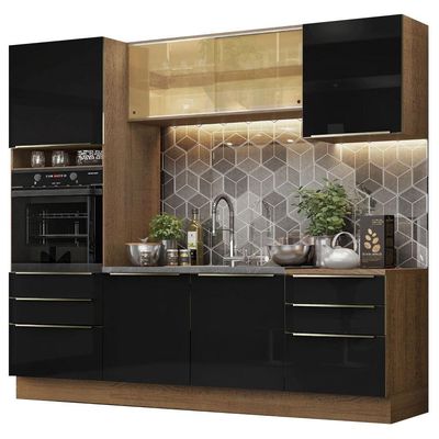 Cozinha Completa Madesa com Armário e Balcão Rustic/preto