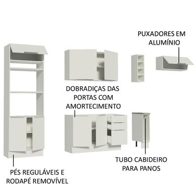 Cozinha Completa Madesa Stella 290002 com Armário e Balcão