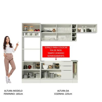 Cozinha Completa Madesa Stella 290002 com Armário e Balcão