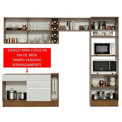 Cozinha Completa Cristal Armário e Balcão (sem Tampo e Pia)