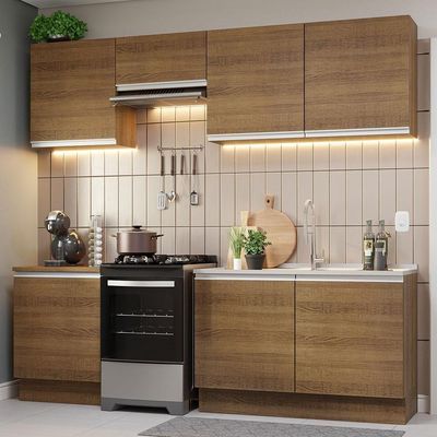 Armário De Cozinha 240Cm Rustic Glamy 09 Rustic