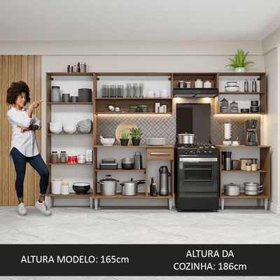 Armário De Cozinha Completa Com Balcão E Paneleiro Rustic