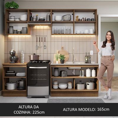 Armário De Cozinha 240Cm Rustic Glamy 09 Rustic
