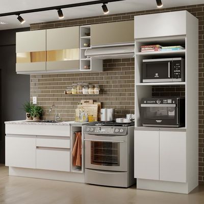 Cozinha Completa Cristal Armário e Balcão (sem Tampo E Pia)