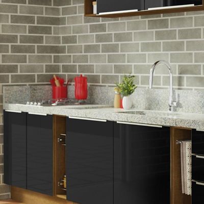 Armário De Cozinha Completa 300Cm /Preto Lux Madesa