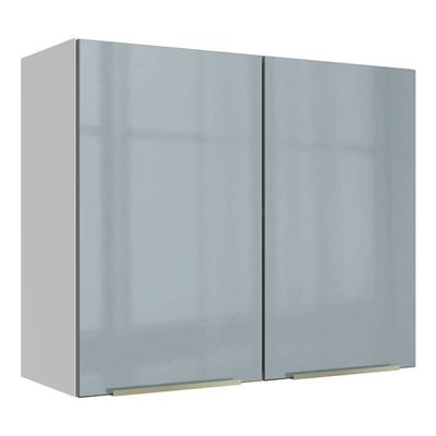 Armário Aéreo Madesa Lux 80cm 2 Portas Branco Cinza