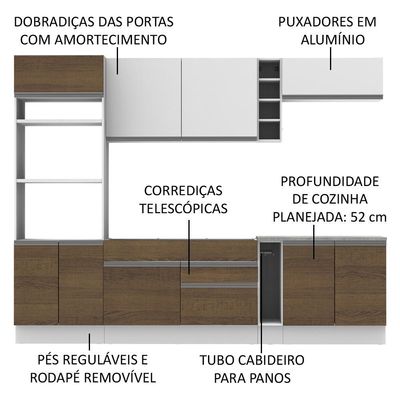 Cozinha Completa Vicenza com Armário e Balcão + Tampo Madesa