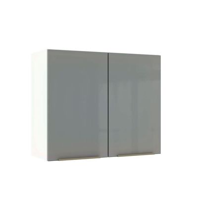 Armário Aéreo Madesa Lux 80cm 2 Portas Branco Cinza