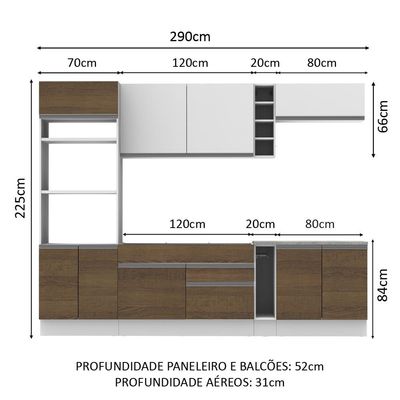 Cozinha Completa Vicenza com Armário e Balcão + Tampo Madesa
