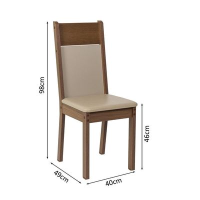 Conjunto Sala De Jantar Mesa Tampo De Madeira 4 Cadeiras Rustic/crema/sintético Bege Claire Madesa