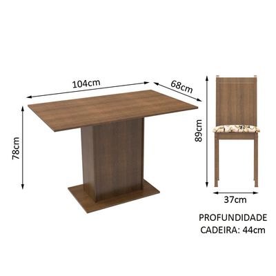 Conjunto Jantar Madesa Luana Mesa Madeira 4 Cadeiras Lírio