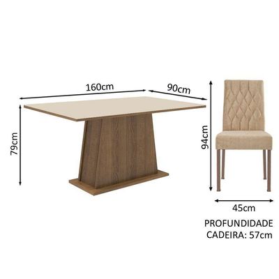 Conjunto Sala De Jantar Mesa Tampo De Madeira 4 Cadeiras