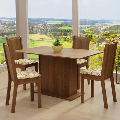 Conjunto Jantar Madesa Luana Mesa Madeira 4 Cadeiras Lírio