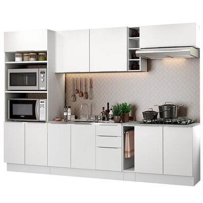 Cozinha Completa Stella Armário e Balcão Branco Madesa
