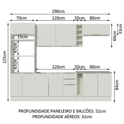 Cozinha Completa Stella Armário e Balcão Branco Madesa