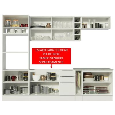 Cozinha Completa Stella Armário e Balcão Branco Madesa