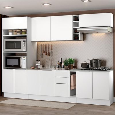 Cozinha Completa Stella Armário e Balcão Branco Madesa