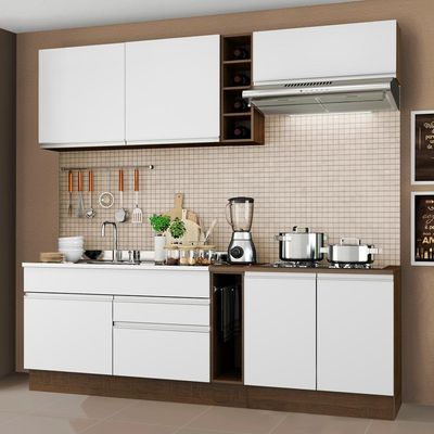 Cozinha Completa Parma Armário/Balcão Madesa Rustic/Branco