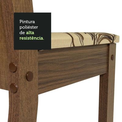 Conjunto Sala De Jantar Mesa Tampo De Madeira 4 Cadeiras Rustic/cinza/lírio Bege Samara Madesa