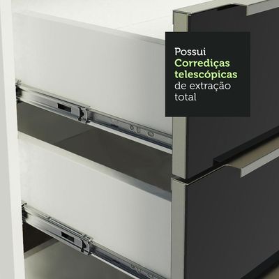 Cozinha Lux com Armário e Balcão Branco Preto