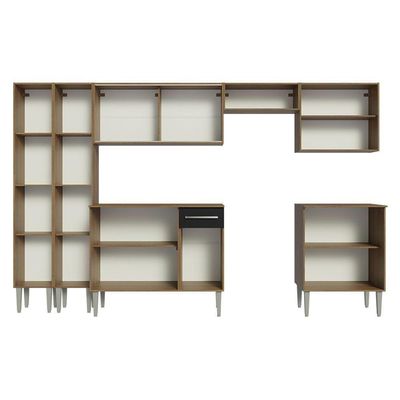 Armário De Cozinha Completa 293Cm Madesa 05 Rustic/Preto