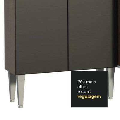 Armário De Cozinha Completa 325Cm Madesa 05 Rustic/Preto