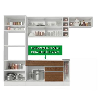 Cozinha Completa Safira com Armário e Balcão + Tampo Madesa