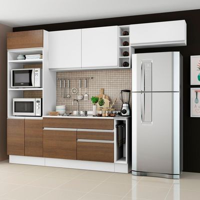 Cozinha Completa Safira Rustic Branco Armário Balcão Madesa