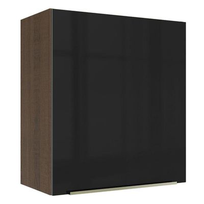 Armário Aéreo Madesa Lux 60cm 1 Porta Rustic e Preto