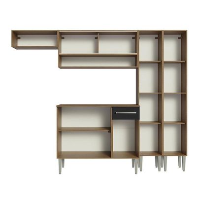 Armário De Cozinha Completa 229Cm Madesa 07 Rustic/Preto