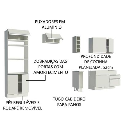 Cozinha Jade com Armário e Balcão sem Tampo e Pia Madesa