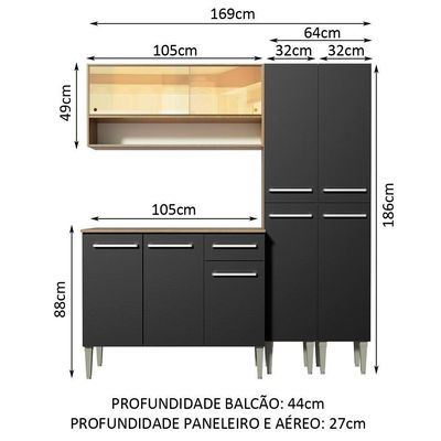 Cozinha Compacta Madesa Emilly Winter com Armário e Balcão