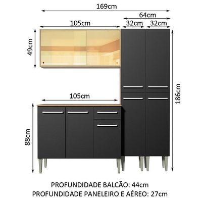 Cozinha Completa Emilly Voice com Balcão e Armário Madesa