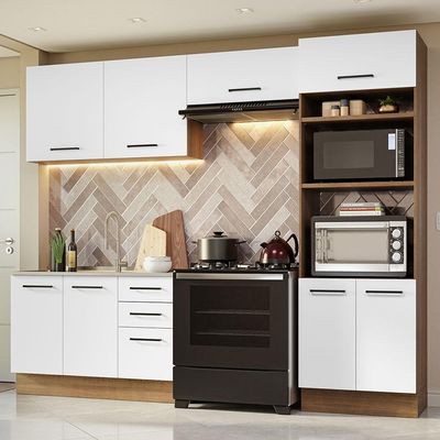 Armário De Cozinha Completa 270cm Rustic/branco Agata Madesa