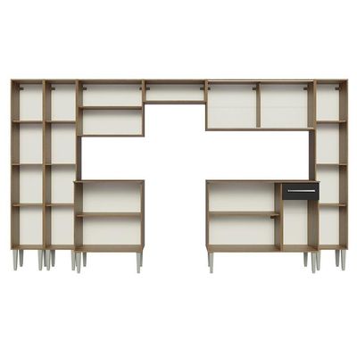 Armário De Cozinha Completa 325Cm Madesa 04 Rustic/Preto