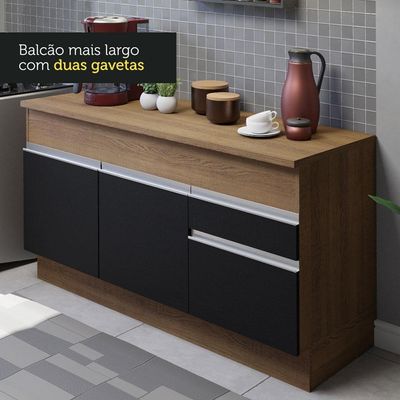 Cozinha Compacta 150001 Com Armário E Balcão Rustic/Preto