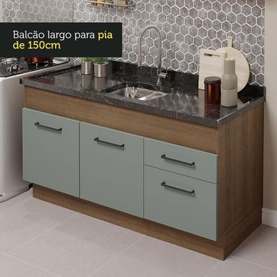 Cozinha Compacta 150002 Com Armário E Balcão Rustic/Cinza