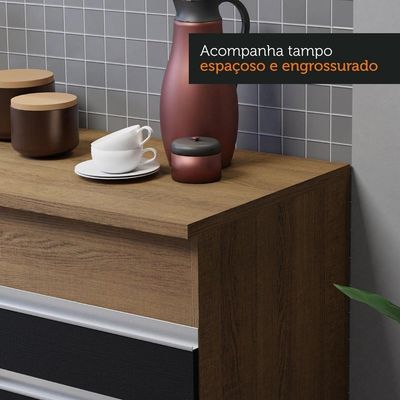 Cozinha Compacta 150001 Com Armário E Balcão Rustic/Preto