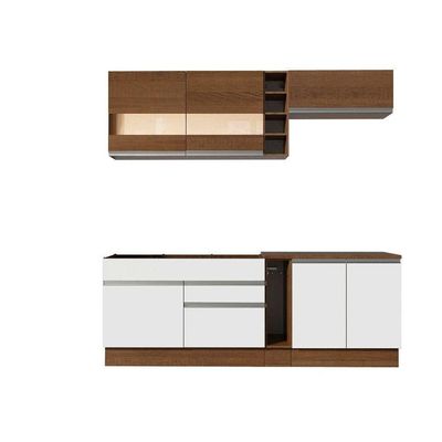 Cozinha Completa Parma com Armário e Balcão Rustic/Branco