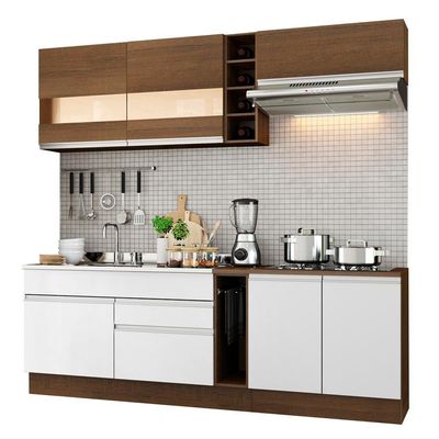Cozinha Completa Parma com Armário e Balcão Rustic/Branco