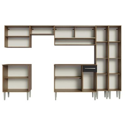 Armário De Cozinha Completa 293Cm Madesa 03 Rustic/Preto