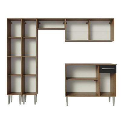 Armário De Cozinha Completa 229Cm Madesa 06 Rustic/Preto