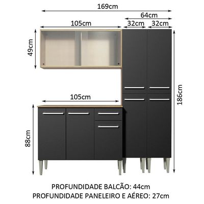 Cozinha Completa Emilly Fly com Balcão e Armário Madesa