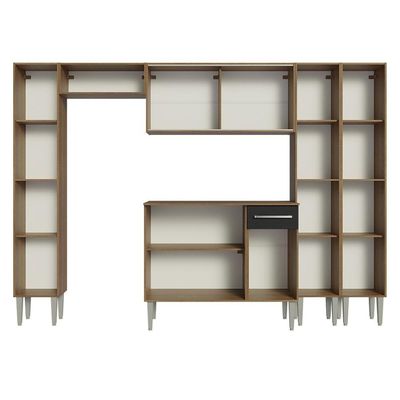Armário De Cozinha Completa 261Cm Madesa 07 Rustic/Preto