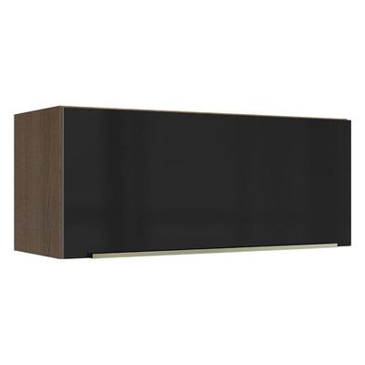 Armário Aéreo Madesa Lux 80 cm 1P Suspensa Rustic e Preto
