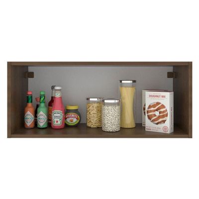 Armário Aéreo Madesa Lux 80 cm 1P Suspensa Rustic e Preto