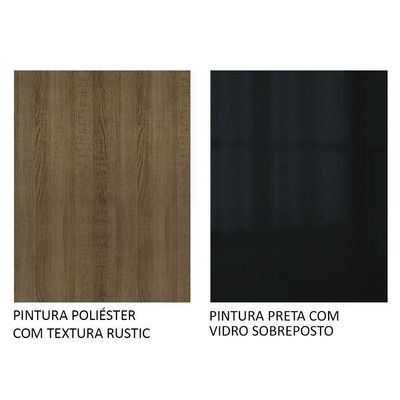 Armário Aéreo Madesa Lux 80 cm 1P Suspensa Rustic e Preto