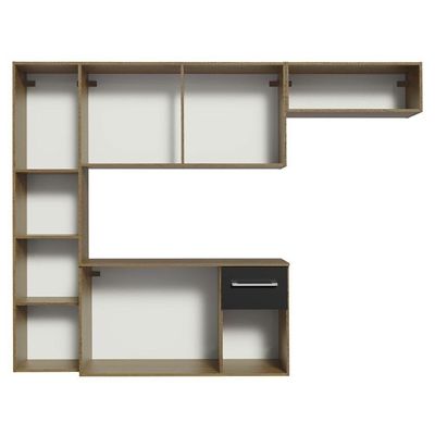 Armário De Cozinha Compacta 180cm Rustic/preto Easy Madesa Rustic/preto