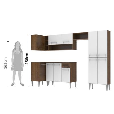 Cozinha Canto Reto Emilly 353 Armário e Balcão Branco Madesa