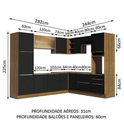 Cozinha Completa De Canto Madesa Lux Com Armário E Balcão